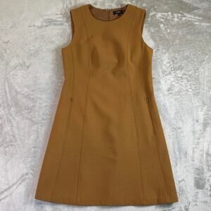 Theory Brown Sleeveless Sheath Dress Women’s Sz 8 Minimalist Office Career Chic